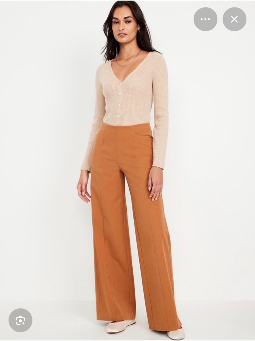 High-Waisted Pull-On Pixie Wide-Leg Pants in soft bronze